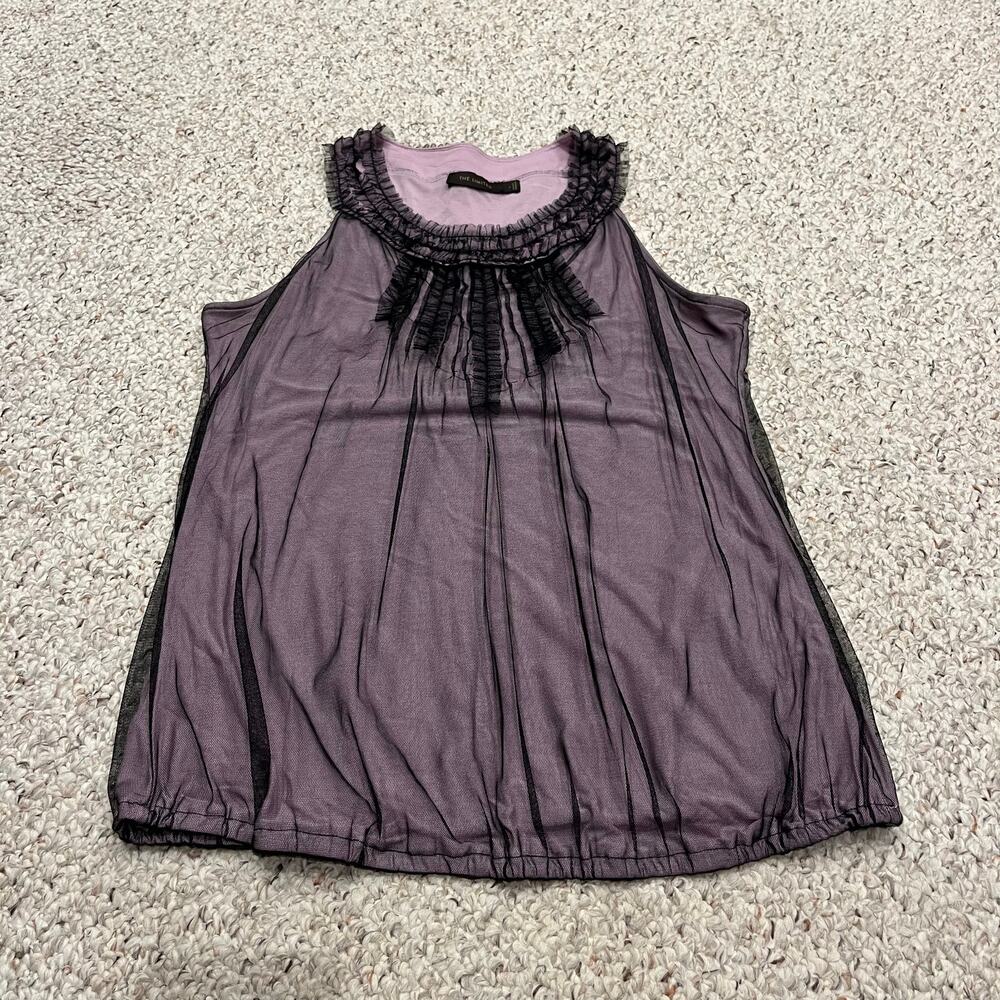 The Limited Y2K Sheer Lace Tank Top Sz L Purple Black Witchy Whimsigoth